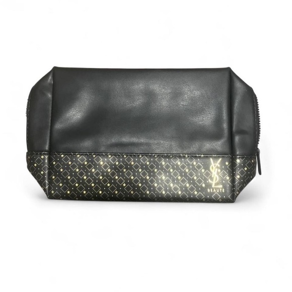 Yves Saint Laurent Handbags - Yves Saint Laurent Beauté Luxury Makeup Toiletry Pouch Black Gold Star Geometric